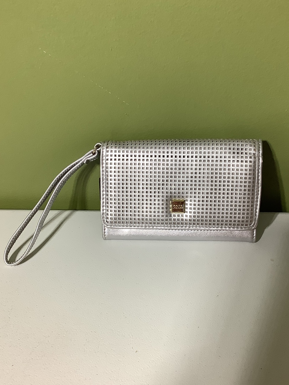 Kate Landry silver wristlet